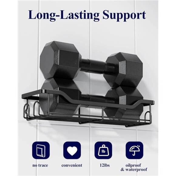 Shower Caddy Large - Adhesive Shower Organizer, Stainless Steel Shelf - Picture 4 of 7